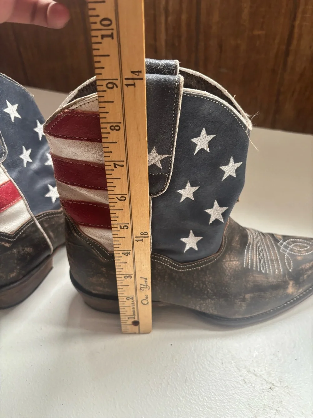Roper American Beauty Flag Distressed Western Cowboy Boots Ankle-Women's Sz 8.5
